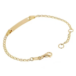 Italian 14k Yellow Gold Engravable Baby Kids Mariner ID Bracelet 5.5" 1.5 grams - Picture 1 of 4
