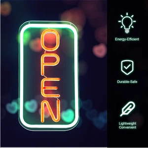 'OPEN' Neon Sign Light LED Beer Bar Cafe Decor Green & Red 13"x7" Fast Ship K1 - Picture 1 of 7