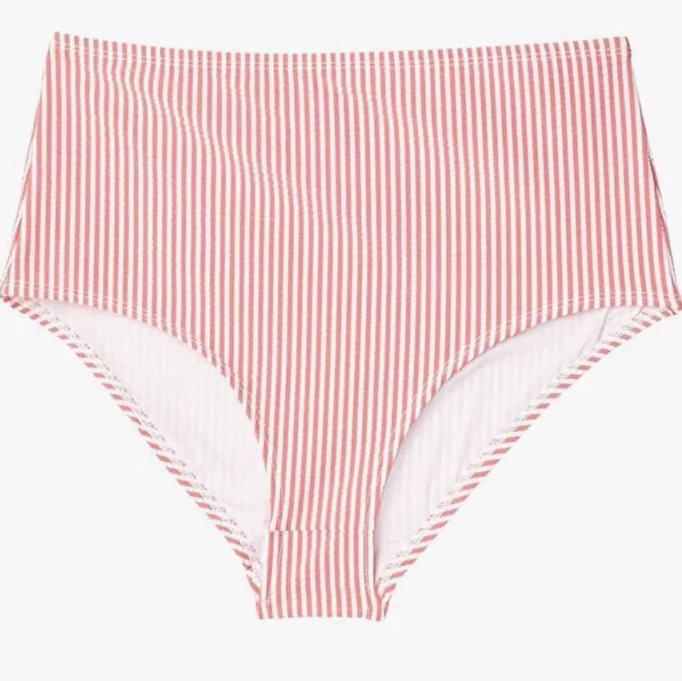 J.Crew Women's Size Medium Red Seersucker High-Waisted Bikini Bottoms ZP-1206R - Изображение 1 из 1