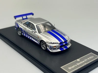 2 Fast 2 Furious Brian's R34 Nissan Skyline GT-R 1/64 scale with display case - Image 1 of 4