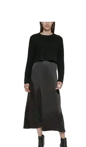 Calvin Klein Damen Größe 4 Schwarz Pullover Maxikleid 2 Stück UVP 159,00 $ - Bild 1 von 7