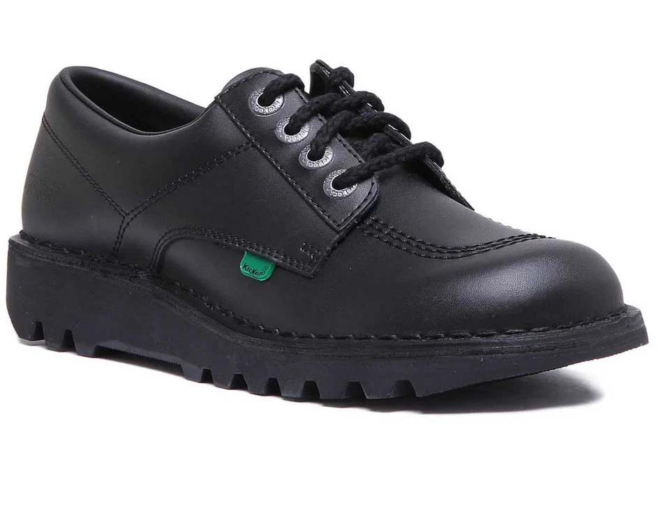 Kickers Reasan Lace 3 Eye Lace Up Shoes For Teen In Black 4 - 7 - Image 1 of 4
