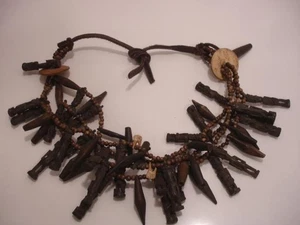 Yoruba Volk Nigeria Westafrika Schamane Halskette geschnitzt Holz ere ibeji ALT - Bild 1 von 24