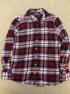 Camisa de franela Lands End 14 niños roja azul verde a cuadros  - Imagen 1 de 4
