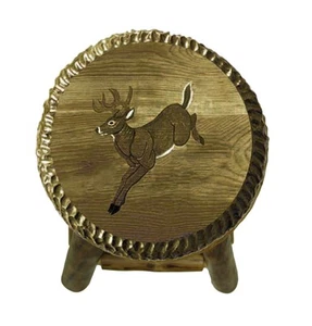 Zeckos Rustic Handcrafted Wooden Carved Deer Bar Stool 24 in. - Picture 1 of 2