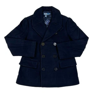 *MINOR DEFECT* Polo Ralph Lauren Men's Wool Naval Pea Coat Overcoat - Sz: Large - Picture 1 of 7