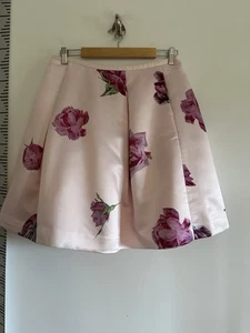 Ladies Ted Baker Size 3 Pink Full Floral Party Skirt UK 12 - Picture 1 of 6