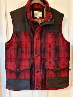 Vintage Eddie Bauer Men’s Quilted Yukon Down & Wool Red & Blk Plaid Vest Size L - Image 1 of 4