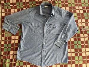 Vintage Key Lightweight Chambray Western Snap Shirt XL 17.5 X 34 - Picture 1 of 11
