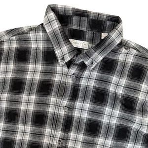 Cotton & Co. Men's XL Black White Gray Plaid Button Down Shirt - Picture 1 of 7