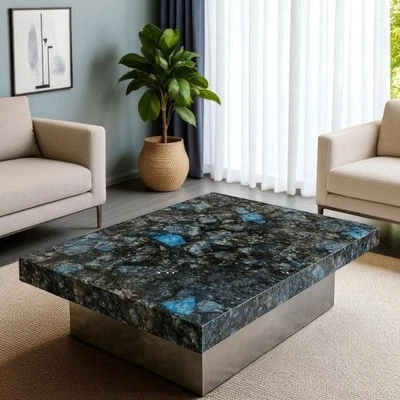 24"x15" Elegant Labradorite Stone Dining Table Handmade Crystal Healing Table - Image 1 of 4