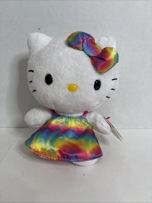 2013 Sanrio Hello Kitty de Sanrio Peluche TY Rainbow Tye Dye 5,5” Gorro Peluche Foto 1 de 4