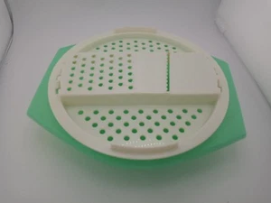 VTG Tupperware 2pc White Cheese Grater Slicer 787 Green Catch Bowl - Picture 1 of 5