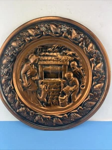 VINTAGE COPPERCRAFT GUILD EMBOSSED COPPER WALL PLATE 12.75'' DIAMETER. - Picture 1 of 10