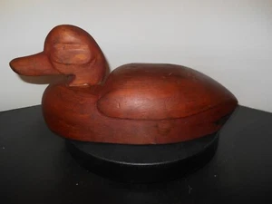 Hand Carved Folk Art Mallard Duck Decoy Primitive art Quebec 13” Long (53-BK) - Picture 1 of 7