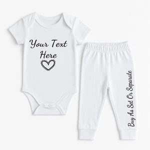Personalisiertes individuelles Baby Name Weste Set Baby mitwachsender Body Enthüllung Ankündigung UK - Bild 1 von 17