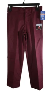 NWT Dickies Boys Classic Fit Straight Leg Flat Front Pants 14 Husky Burgundy - Picture 1 of 2