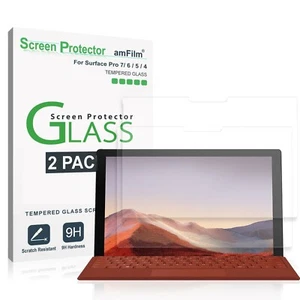 amFilm Microsoft Surface Pro 7/6/5/4 Tempered Glass Screen Protector (2 Pack) - Picture 1 of 4