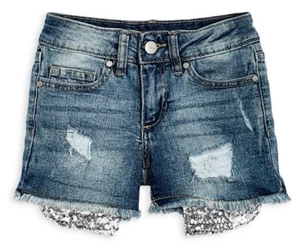 Joe’s Jeans Girls 16 The Jane Shorts Sequin Pocket Destroyed Denim Big Kids - Picture 1 of 8