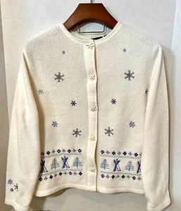 CROFT & BARROW Winter Button Down Fleece Cardigan Size M (Bx 7) - Picture 1 of 10