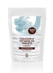Calcium 500mg Vitamin D3 30-60-90-120-180-250-500-1000 Tablets UK - Picture 1 of 11