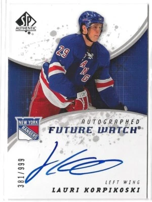 2008-09 SP Authentic Future Watch Auto Rookie #240 Lauri Korpikoski 381/999 NYR - Image 1 of 2