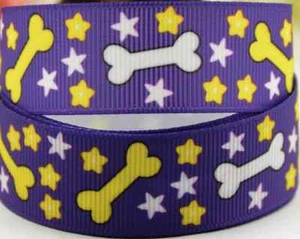Ripsband Hundeknochen mit Sternen Band 7/8" 22 mm - Bild 1 von 9