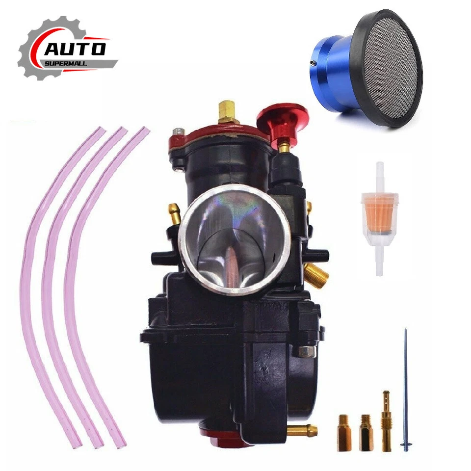 30mm Motorcycle Carburetor Carb & Blue Air Filter For PWK Racing Universal  - Image 1 of 4