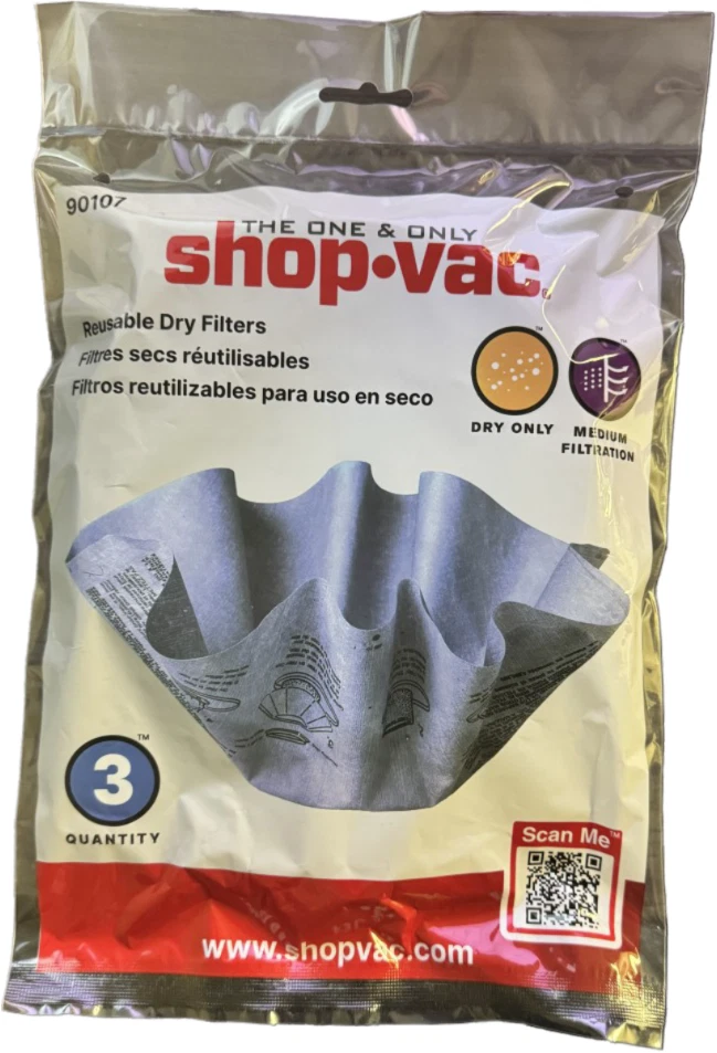 ShopVac Genuino 90107 Filtro de Disco Seco Reutilizable + Anillo de Montaje Paquete de 3 901-07-00 Foto 1 de 2