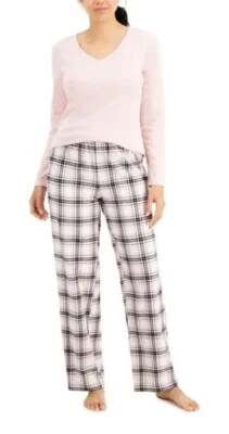 NWT~Charter Club~Women's Sz XXLarge~Pink/Black Square Plaid~Flannel Pajamas Set - Image 1 of 4