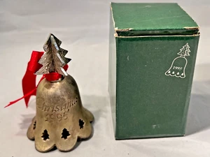 Campana di Natale 1995 Holiday International Argento Fatta a Mano Incisa Edizione Limitata - Foto 1 di 10