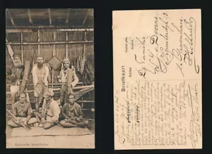NETHERLANDS EAST INDIES 1909 ALFOERSCHE WARRIORS GUNS + SHIELDS PPC - Picture 1 of 3