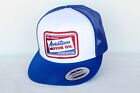 Red Indian Aviation Motor Oil WHITE Blue Mesh Cap TRUCKER HAT Embroidered Patch