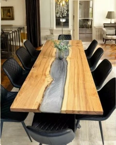 Grey Epoxy Resin Dining Table Top, Resin Cafeteria Kitchen Living Room Desk Deco - Picture 1 of 9