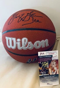George Gervin signed San Antonio Spurs Logo Basketball Ball handsigniert Ice JSA - Bild 1 von 3