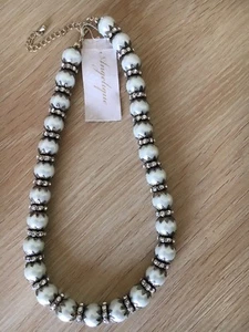 Angelique Pearl Nickel Free Austrian Crystals Choker Necklace Women's jewelry - Picture 1 of 4