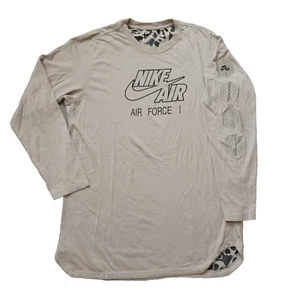 Nike Air Force 1 Mens T Shirt Large Cargo Gray Graphic Logo Long Sleeve ALT Hem - Picture 1 of 17