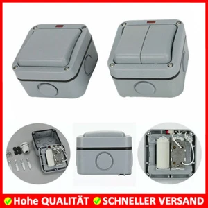 13A Wasserdicht IP66 1/2 Gang Garten Außen Wand Lichtschalter Single/Double - Bild 1 von 14