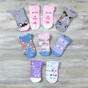 NEW Girls Puppy Dogs Low Cut Womens No Show Novelty Socks 8 Pair Pack sz 9-11 - Picture 1 of 4