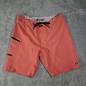 VOLCOM Mod-Tech Board Shorts Mens 32 Swim Trunks Coral/ Orange Beach Surf Pocket - Picture 1 of 12