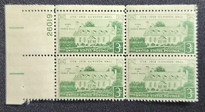 US Scott 1108 - Gunston Hall - MNH - 1958 Issue - Plate Block of 4 - Picture 1 of 1