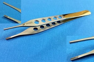 GOLD HANDLE O.R GRADE ADSON BROWN TISSUE FORCEPS 9X9T FENESTRATED HANDLE 4.75" - Picture 1 of 8