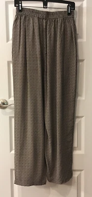 NEW Amanda Pure Silk Women's 100% Silk Pants Black/Beige Size 10 - Image 1 of 4