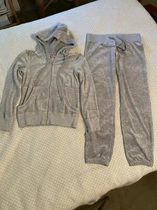 Juicy Couture Trainingsanzug Junior’s S/M grau Velour Hoodie Jacke Jogginghose weich - Bild 1 von 18