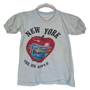 Camicia vintage anni 70 New York City La Grande Mela bambini WTC Towers Skyline - Foto 1 di 14