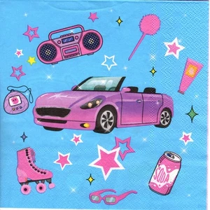 Serviettes en papier fête de fille rose/bleu. Paper napkins party girl rose/blue - Picture 1 of 2