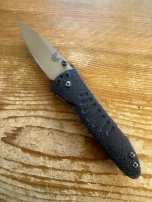 Vintage Benchmade 340 Aphid Black Handle 440C Folding Pocket Knife - Image 1 of 4