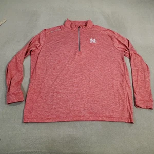 Nebraska Huskers Columbia 1/4 Zip Pullover Mens 2XL XXL Red Shirt Jacket Heather - Picture 1 of 11