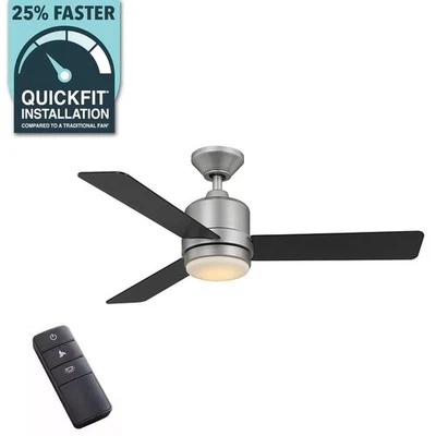 Hampton Bay Castlegate 44 in. Integrated LED Indoor Silver Ceiling Fan with 3 - Image 1 of 2