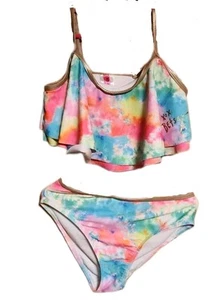 Girsls Sz 10 Betsey Johnson Colorful Bikini NWOT CUTE!! Rainbow/ Tie Dyed Colors - Picture 1 of 7